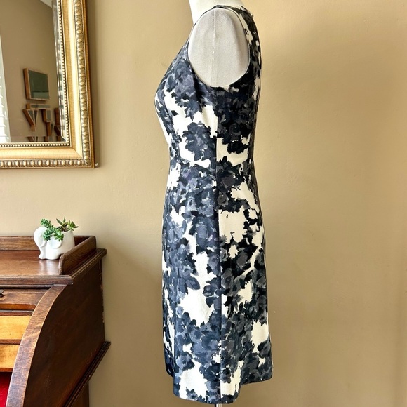 Kate Spade Leena Black White Gray Floral Dress Silk Sleeveless Sheath Size 4 - Picture 6 of 11
